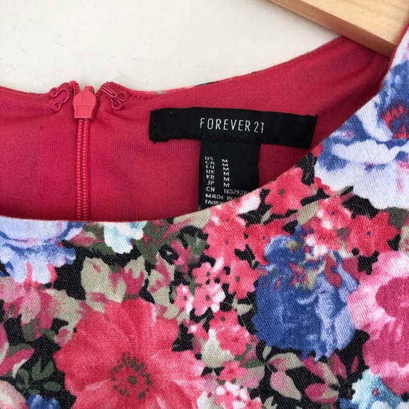 Forever 21 Pink Floral Bodycon Shift Dress Medium - Picture 5 of 8